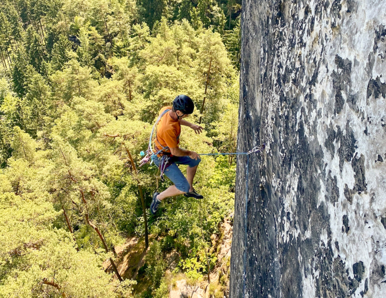 Großer Wehlturm Direkte Wand im Morgenlicht